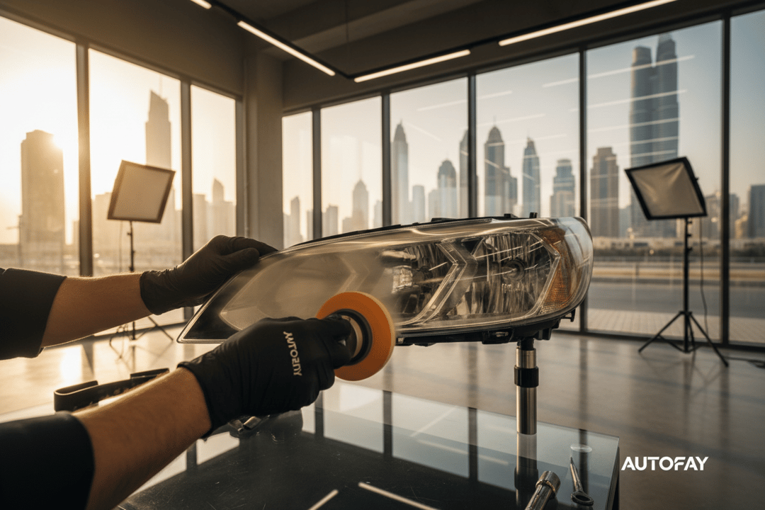 Headlight Restoration UAE: Fixing Yellowing Lenses & Passing RTA Inspections