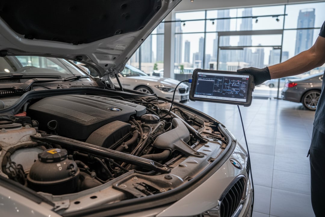 Inspecting Used BMWs After Desert Driving in UAE