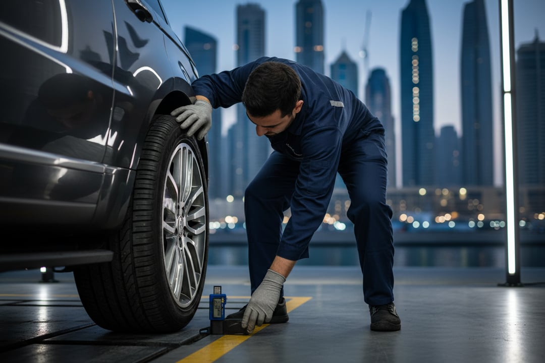 Checking Tires and Wheels on Used SUVs in UAE